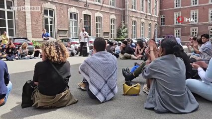 Belçika’daki Liege Üniversitesi’nde Gazze’ye destek gösterisi