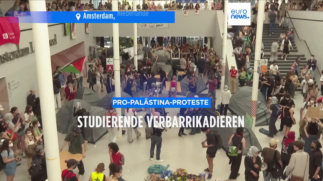 Gaza-Proteste. Studierende in Amsterdam bauen Barrikaden aus Büromöbeln