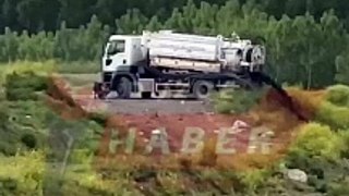MHP'li Gölyaka Belediyesi'nden skandal görüntü! Atıkları Melen Çayı'na boşalttılar