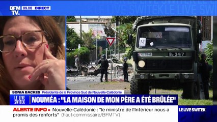 Violences en Nouvelle-Calédonie: le père de Sonia Backès "exfiltré par le GIGN" et "sa maison brûlée"