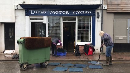 Flash floods damage streets in market town