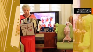 Koskettava video: poika hyvästelee äidin, joka ilahdutti maailmaa soittamalla harmonikkaa tanssivalle koiralle