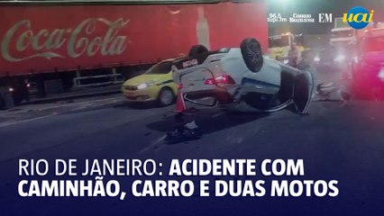 Acidente com caminhão, carro e duas motos fecha a Linha Amarela e deixa um morto