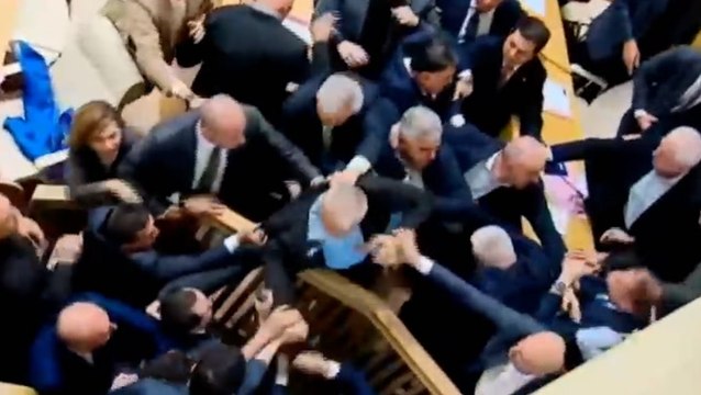 Watch: Chaos descends as brawl breaks out between politicians in Georgia parliament