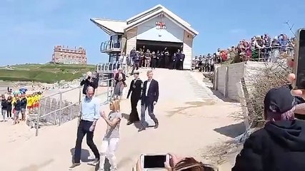 prince william arrives at fistral beach