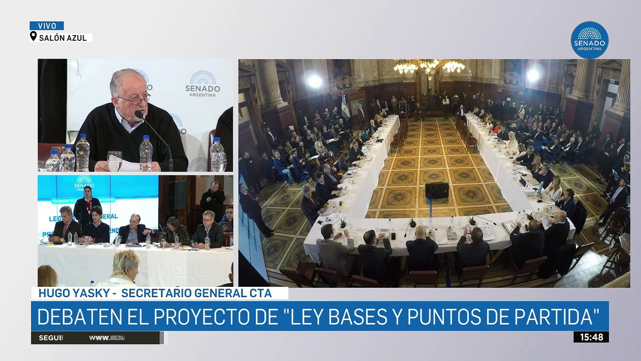 Hugo Yasky expuso en el Senado en contra de la Ley de Bases y la Reforma Laboral: "Todos quedan pendiendo de un hilo"