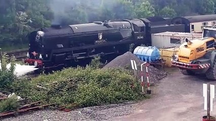 Steam train heads off into Shrewsbury station