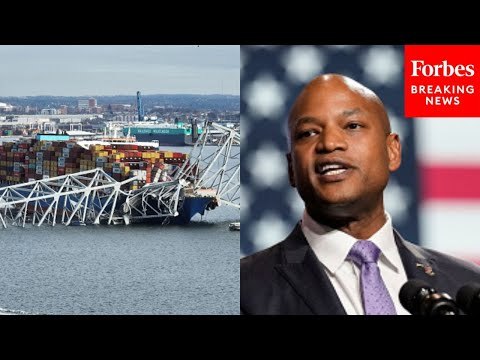 Maryland Gov. Wes Moore Leads News Conference On Key Bridge Collapse As Controlled Demolition Begins