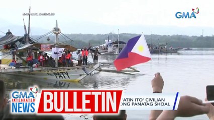Nasa 100 bangkang kasama sa "Atin Ito" civilian mission, lumalayag na patungong Panatag Shoal | GMA Integrated News Bulletin