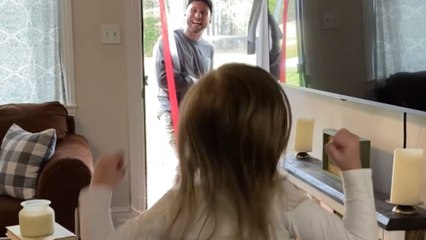 Little girl makes efforts to make dad's birthday a fizzy fiesta of fun