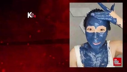 Kendini boyayıp erkek arkadaşını korkutan kadın