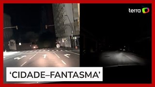 Morador mostra ruas do centro de Porto Alegre completamente desertas e no escuro