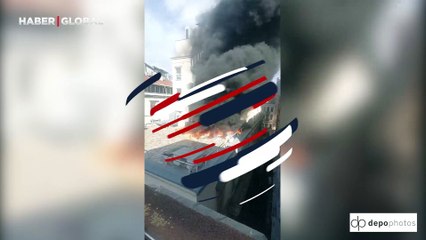 İstiklal Caddesi'ndeki yangın yakın noktadan böyle görüntülendi