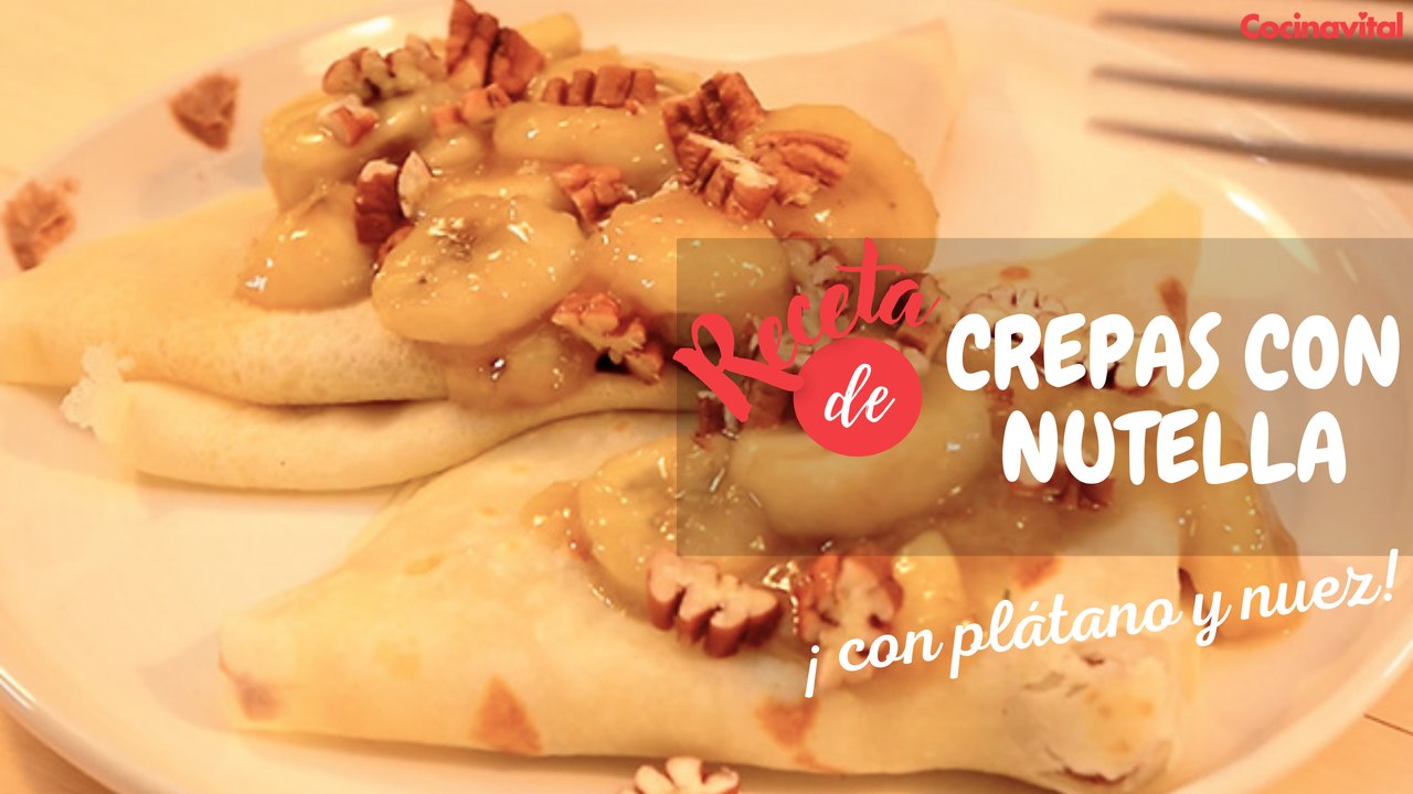 Receta de Crepas con nutella, plátano y nuez