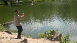 Man's swinging adventure ends with a SPLASHING fail