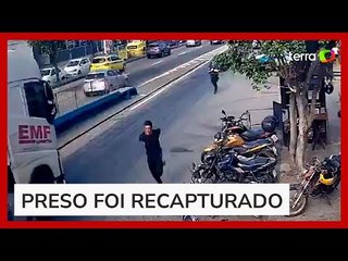 Homem corre algemado para tentar fugir da polícia após ser preso no RJ