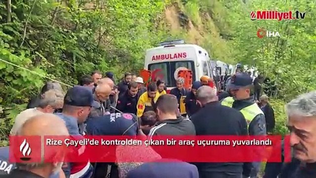 Rize'de feci kaza! Bir araç uçuruma yuvarlandı! Ölü ve yaralılar var