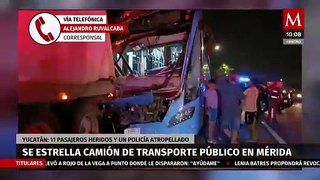 Unidad de transporte público choca contra camión en Mérida, Yucatán