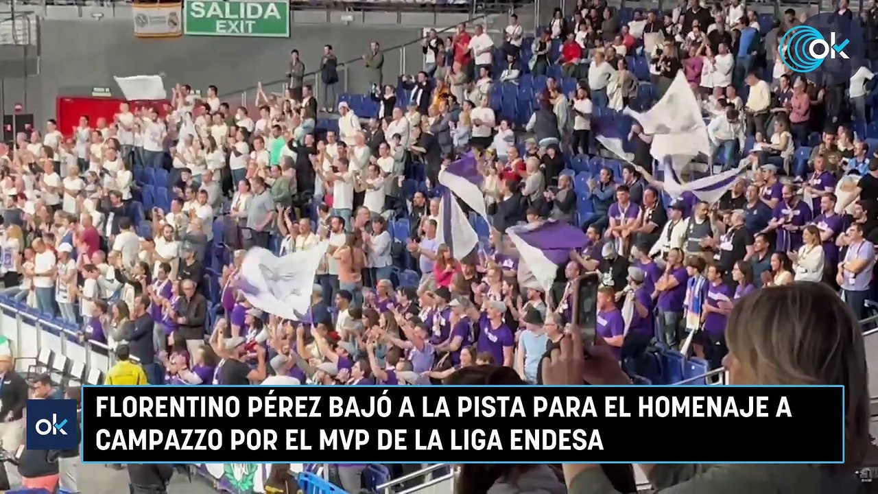 Florentino Pérez bajó a la pista para el homenaje a Campazzo por el MVP de la Liga Endesa