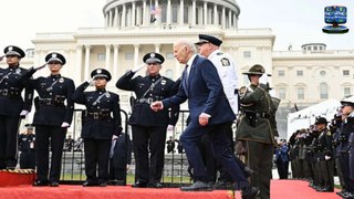Bizarre Moment Biden Stumbles Walking up a Step on His Way to Speak, Memorial Service in Washington