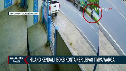 Truk Hilang Kendali, Boks Kontainer Terlepas dan Timpa Warga di Singkawang