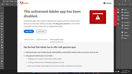 How to 'This unlicensed Adobe app has been disabled' on Photoshop 2022