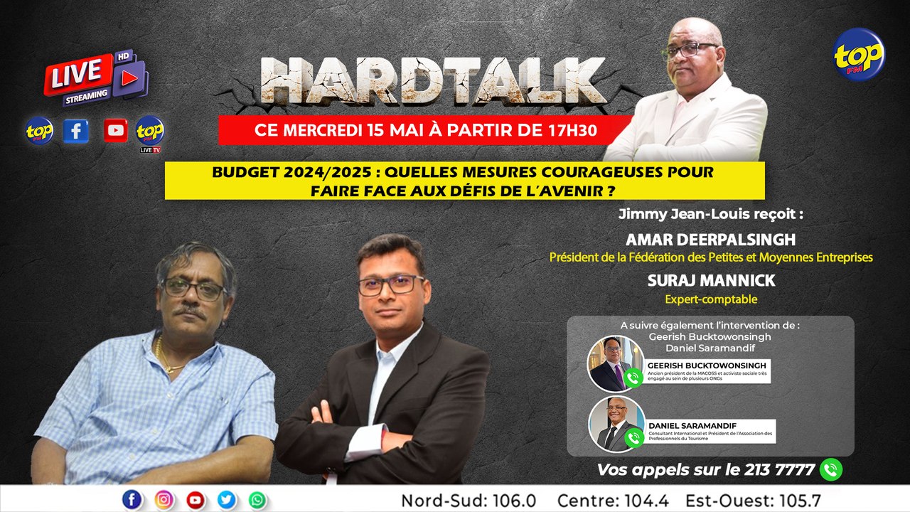 A suivre dans notre Hardtalk sur Top FM ce mercredi Budget 2024/2025 :