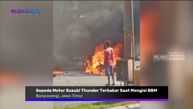 Sepeda Motor Suzuki Thunder Terbakar Saat Mengisi BBM di SPBU Sukowidi Banyuwangi, Seperti Ini Kronologinya