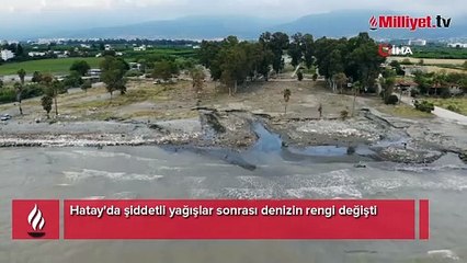 Hatay'da şaşırtan görüntü! Denizin rengi değişti