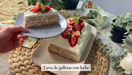 Tarta de galletas con leche