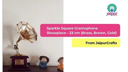 JaipurCrafts Sparkle Square Gramophone Showpiece - 23 cm (Brass, Brown, Gold) Home Decor #Shorts