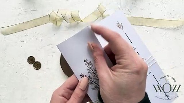 Acrylic Wedding Invitation with Gold Foil Print and White Folded Jacket - YK2024WG