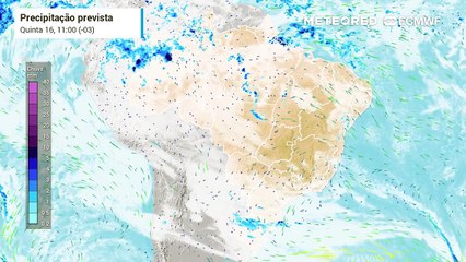 Previsão de Precipitação e Nebulosidade até Sábado (18).