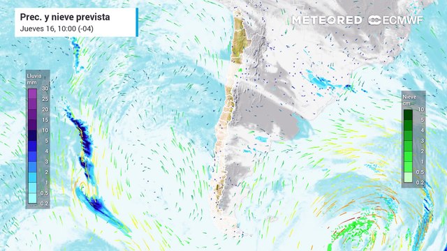 Sistema frontal llegará con lluvias y nieve a la zona sur y austral de Chile
