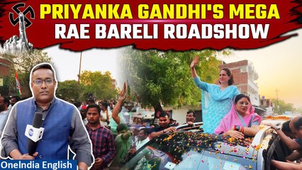 Скачать видео: LS Polls 2024: Priyanka Gandhi Holds a Mega Roadshow In Rae Bareli Ahead Of The Voting | Watch here