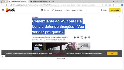 Comerciante do RS contesta Leite e defende doações