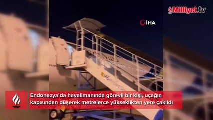 Park halindeki uçaktan yere çakıldı