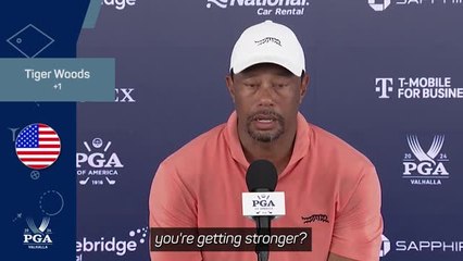 Tải video: Woods 'getting stronger' after PGA Championship first round