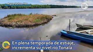 En plena temporada de estiaje, incrementa su nivel río Tonalá y despierta asombro entre ciudadanos