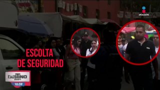 Escoltas y policías protegen a la candidata Alessandra Rojo de la Vega tras atentado