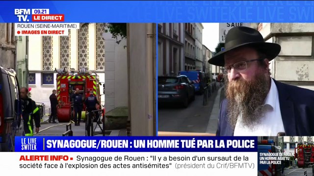 Synagogue visée à Rouen: Ce soir c'est Shabbat et c'est important d'allumer les bougies pour montrer qu'on n'a pas peur , déclare Chmouel Lubecki, rabbin de la ville
