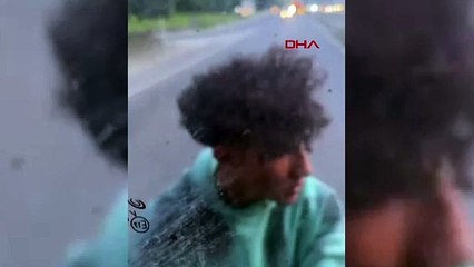 D-100'de patenli gencin tehlikeli yolculuğu kamerada