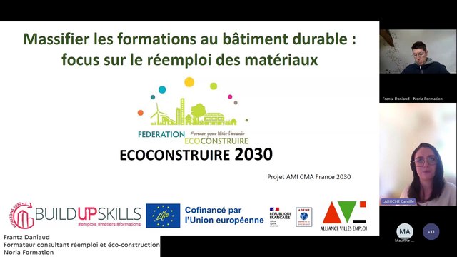 Webinaire BUS2 N°6 – Massifier les formations au bâtiment durable : Focus sur le réemploi des matériaux