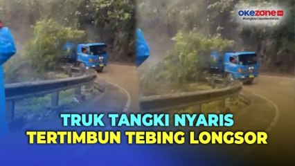 Detik- Detik Tebing Longsor Nyaris Menimbun Truk Tangki di Jalur Sitinjau Lauik
