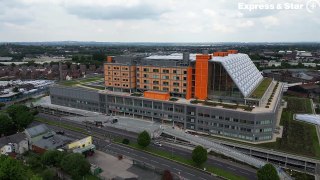 Aerial footage of the delayed Midland Metropolitan University Hospital, Smethwick.