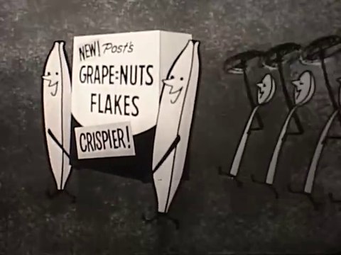 1950s animated Grape Nuts Flakes - dancing banana TV commercial