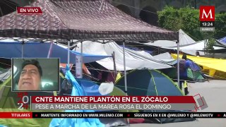 CNTE mantendrá plantón en el Zócalo pese a marcha de la Marea Rosa el domingo