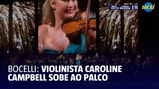 Violinista Caroline Campbell sobe ao palco em show de Andrea Bocelli em BH