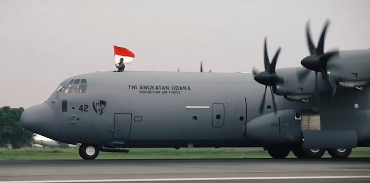 TNI AU Terima Kedatangan Pesawat C-130J Super Hercules A-1342 di Lanud Halim Perdana Kusuma, Jakarta