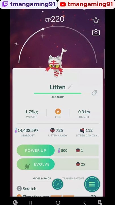 Pokémon GO-Evolving Shiny Litten